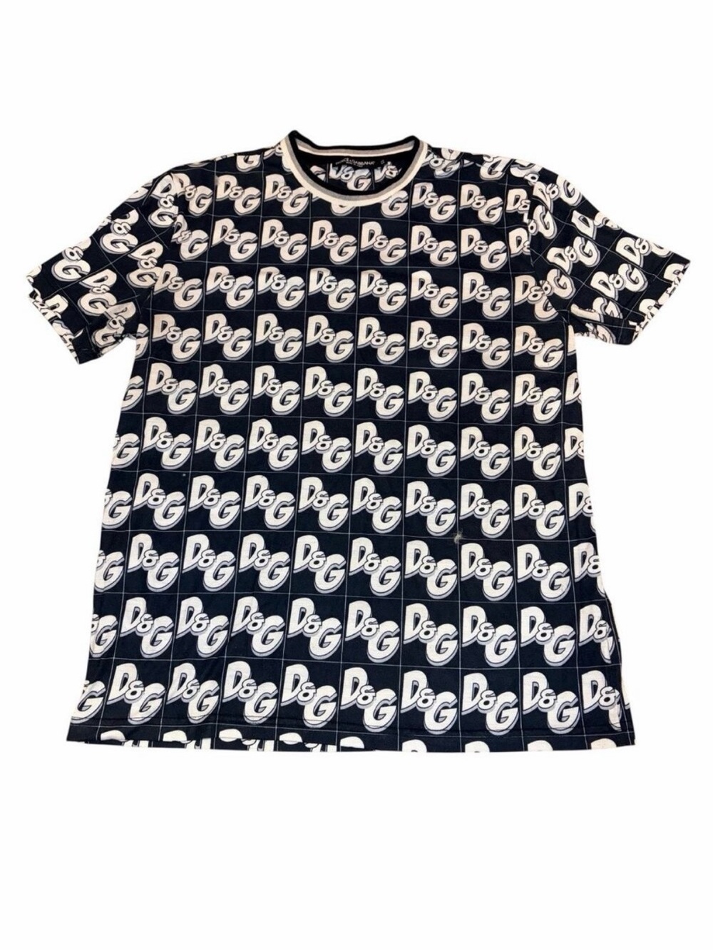 Dolce & Gabbana D&G Allover Logo Print Tee Shirt Size 52 Made in Italy US XL